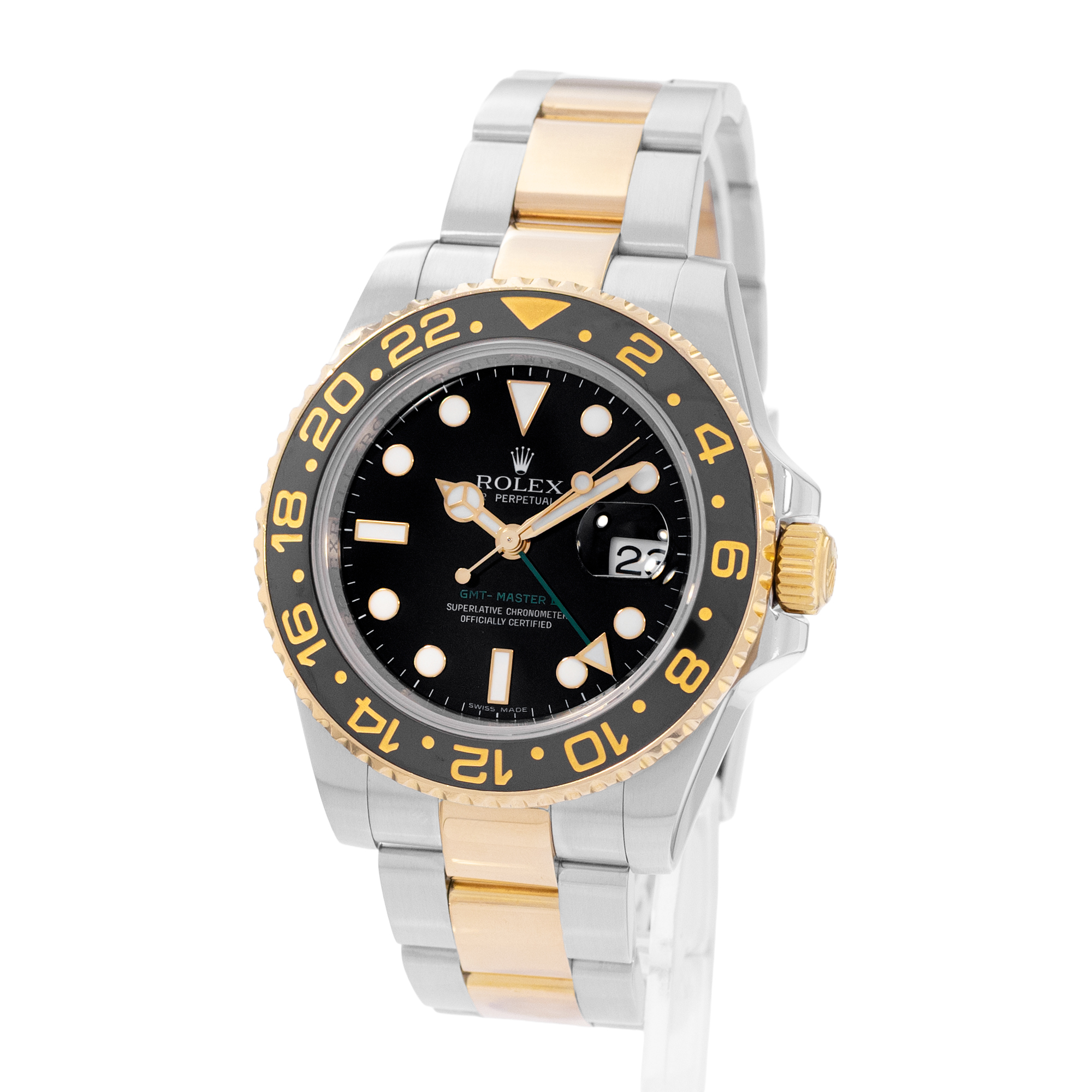 Rolex GMT-Master II 116713 Black Steel 18k Yellow Gold Mens Watch 2006 thumbnail 4