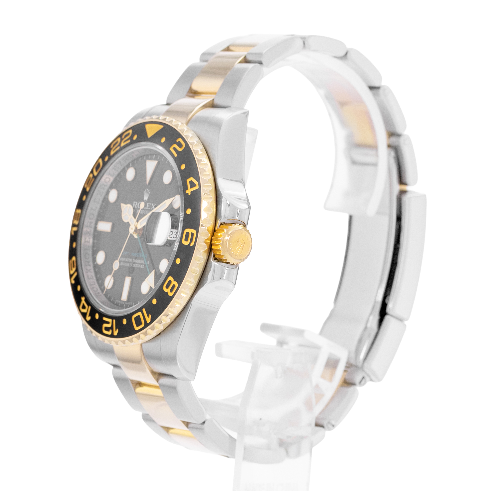 Rolex GMT-Master II 116713 Black Steel 18k Yellow Gold Mens Watch 2006 thumbnail 5
