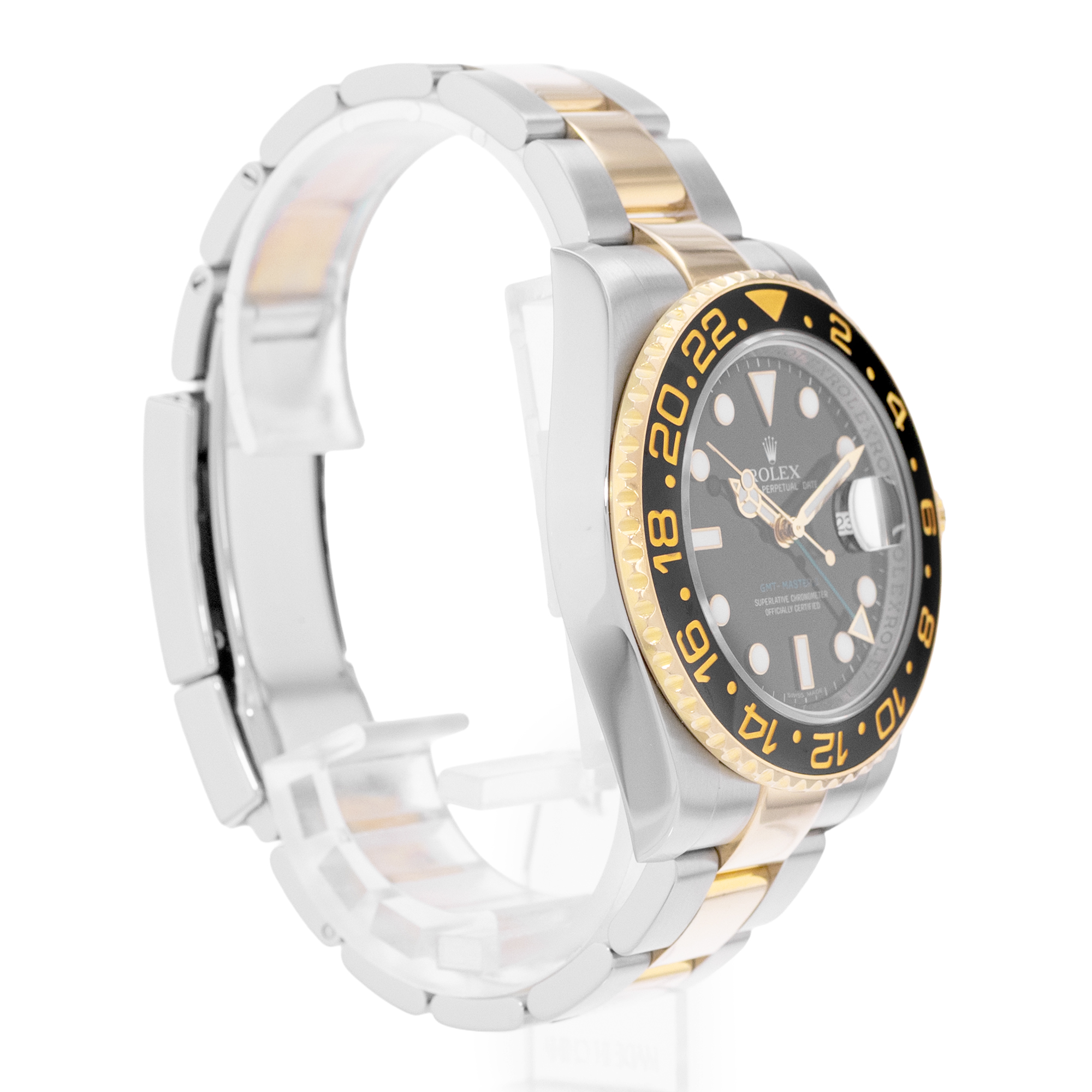 Rolex GMT-Master II 116713 Black Steel 18k Yellow Gold Mens Watch 2006 thumbnail 6