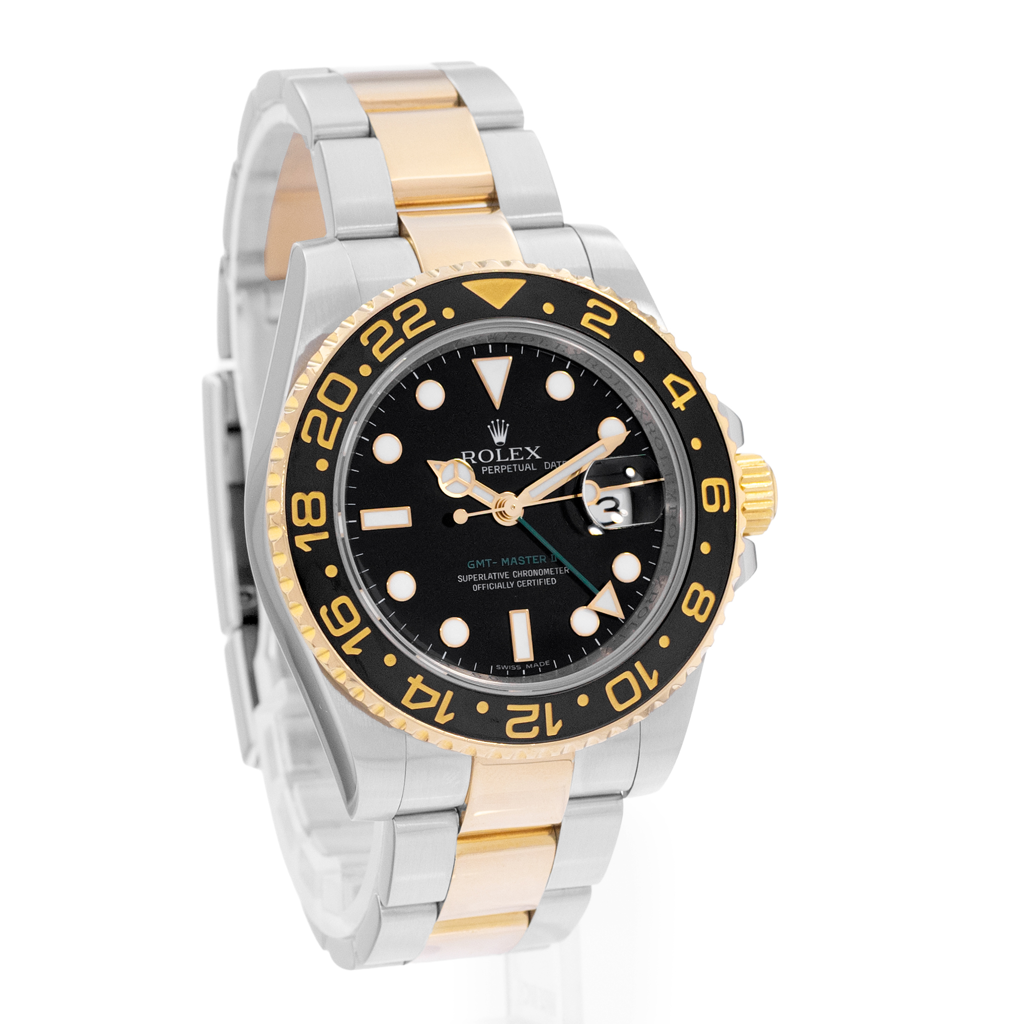 Rolex GMT-Master II 116713 Black Steel 18k Yellow Gold Mens Watch 2006 thumbnail 7