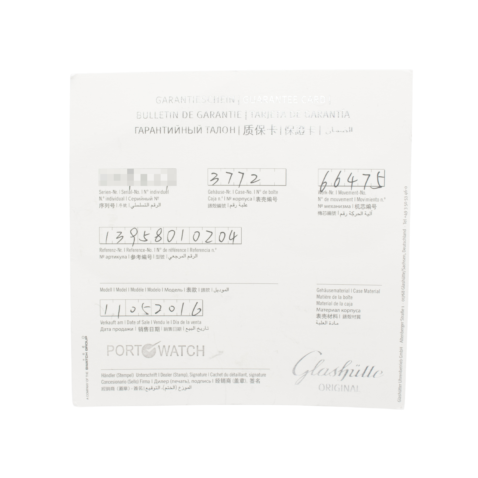 Glashutte Original Senator Hand Date 1-39-58-01-02-04 Black Steel Mens Watch thumbnail 3