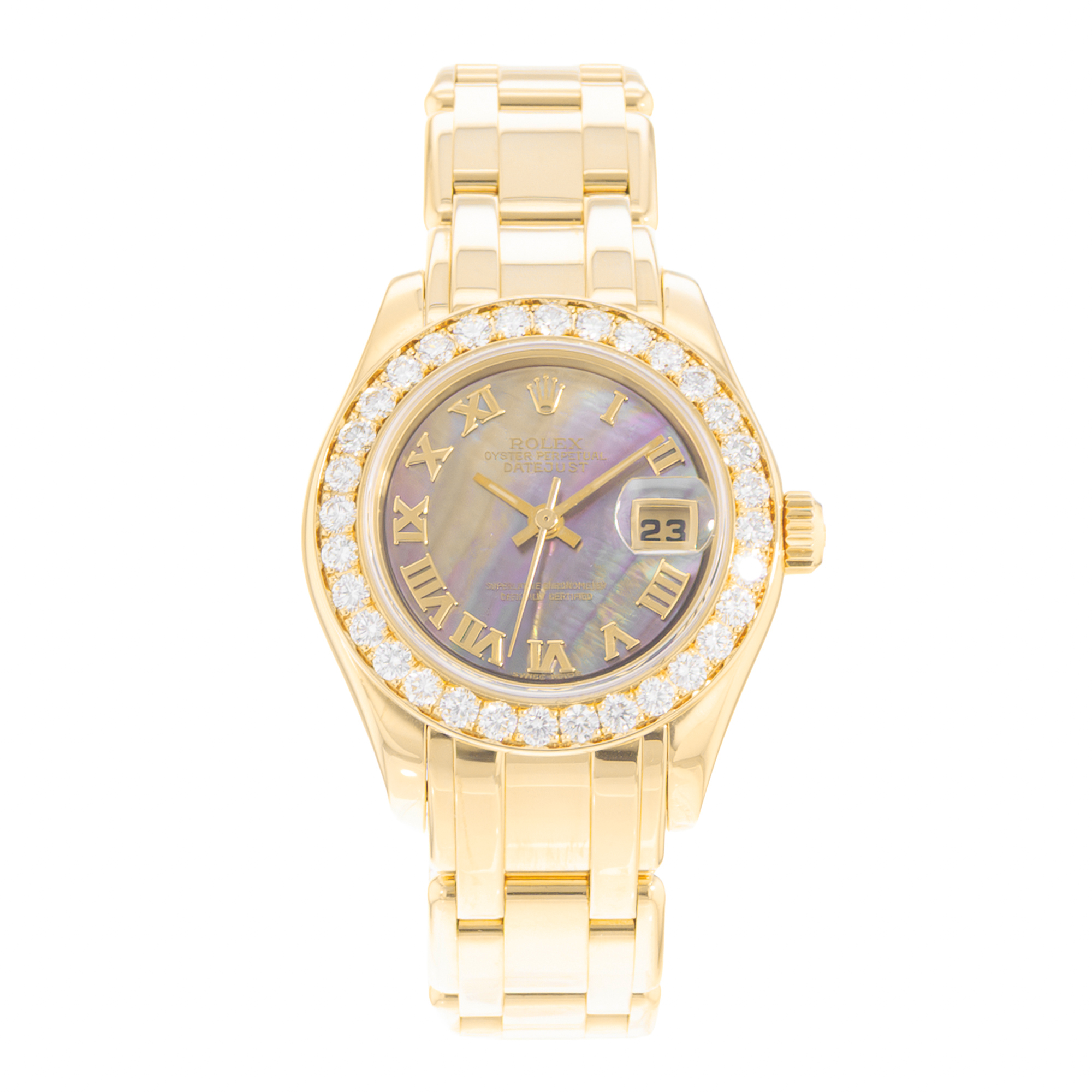 Rolex Pearlmaster 80298 29mm Mop Diamonds Yellow Gold Ladies Watch thumbnail 2