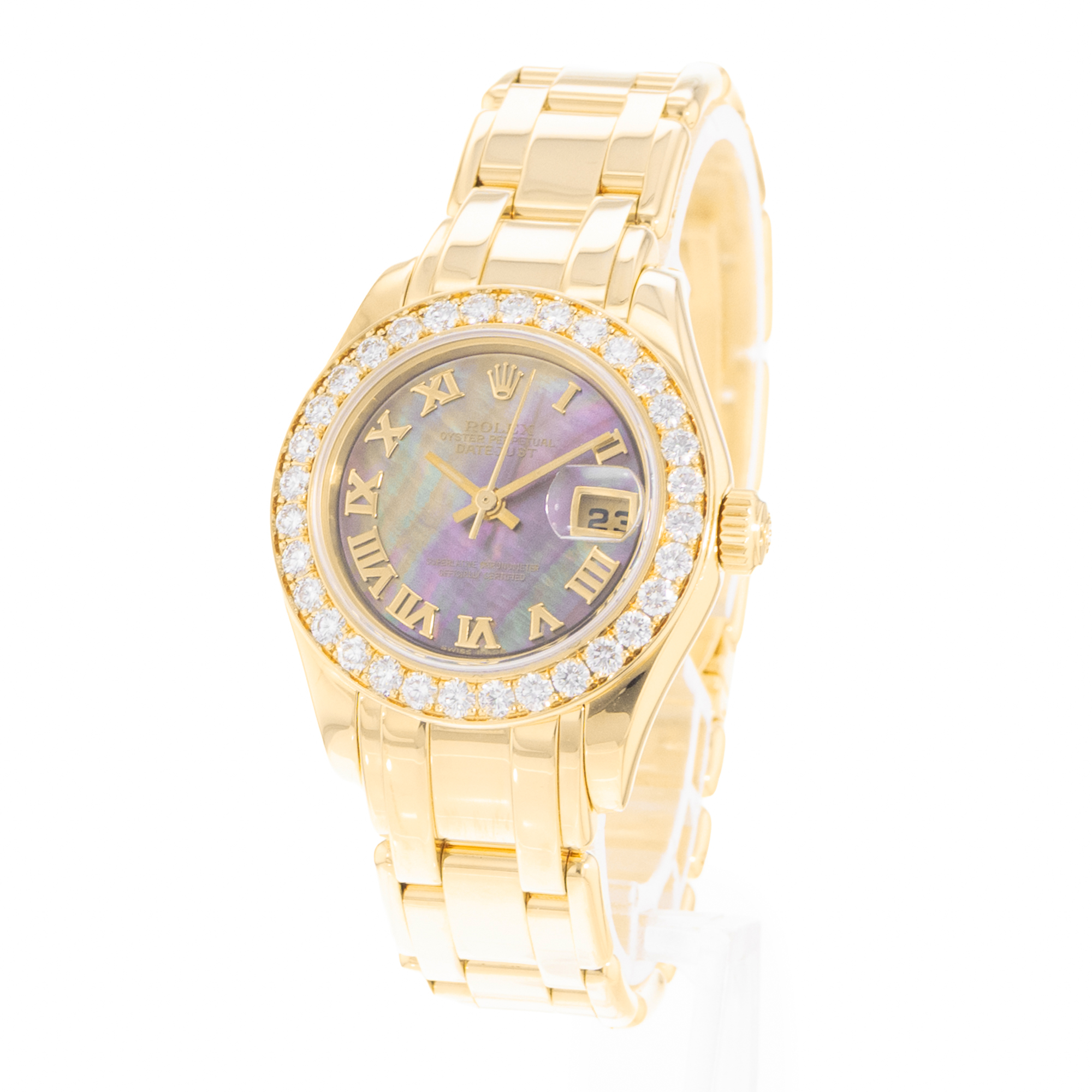 Rolex Pearlmaster 80298 29mm Mop Diamonds Yellow Gold Ladies Watch thumbnail 3