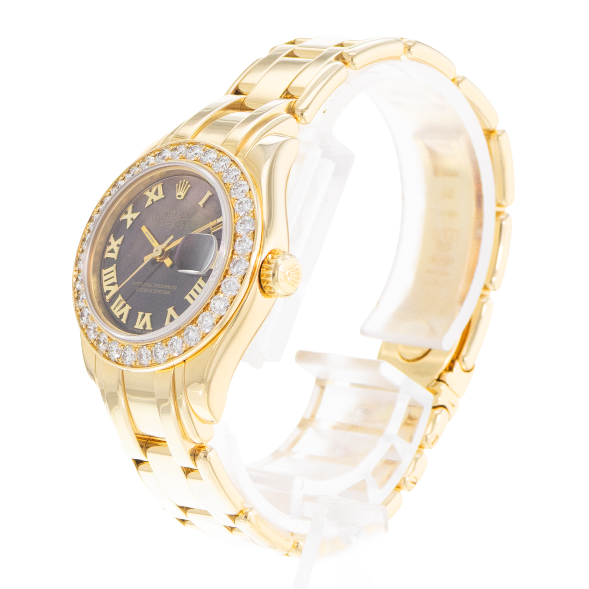 Rolex Pearlmaster 80298 29mm Mop Diamonds Yellow Gold Ladies Watch thumbnail 4