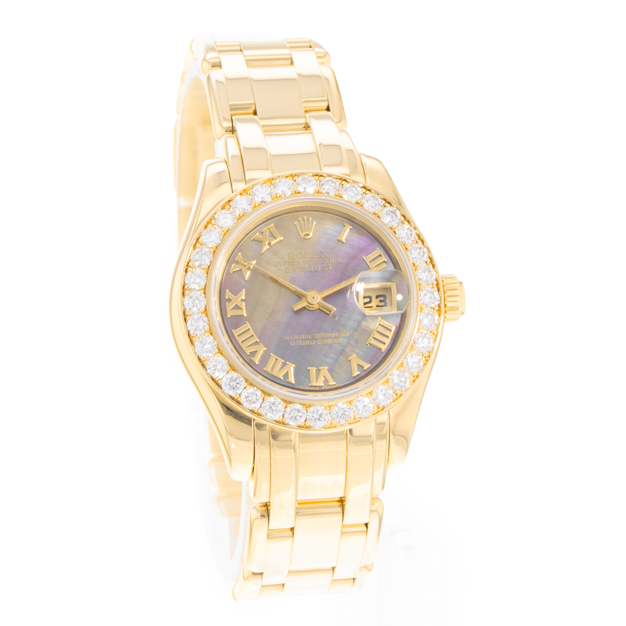 Rolex Pearlmaster 80298 29mm Mop Diamonds Yellow Gold Ladies Watch thumbnail 6