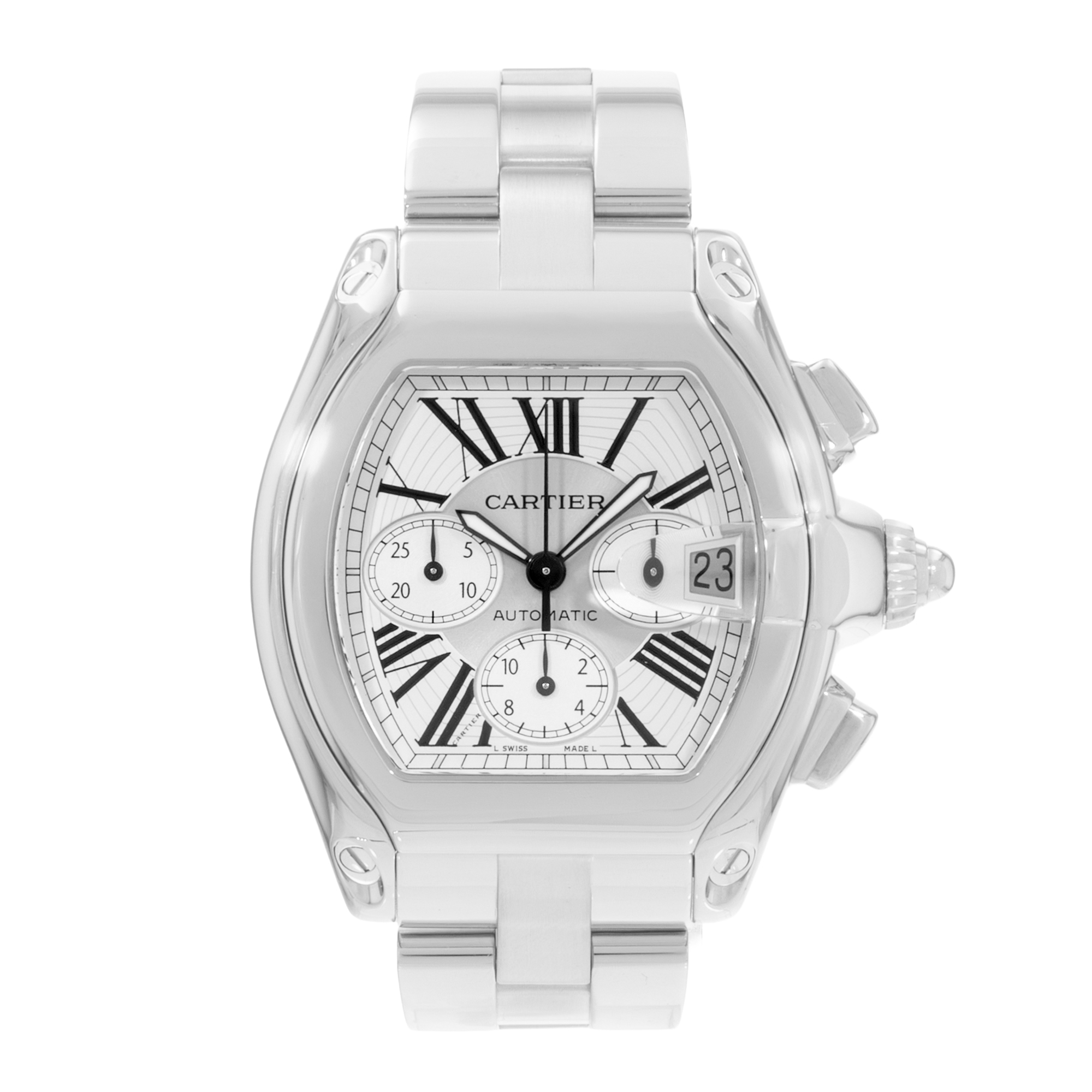 Cartier Roadster W62019X6 2618 43mm XL Silver Dial Steel Mens Mens Watch thumbnail 2