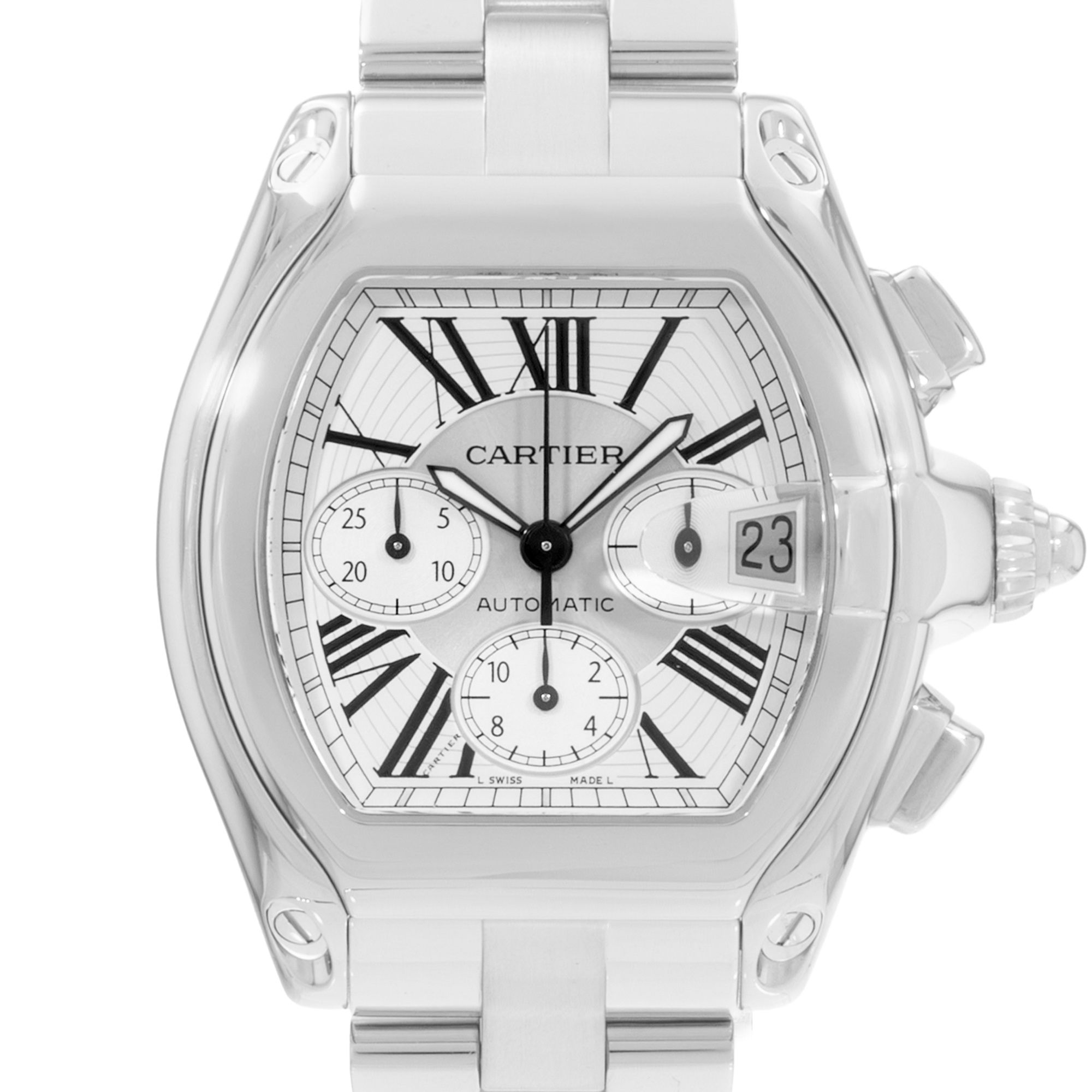 Cartier Roadster W62019X6 2618 43mm XL Silver Dial Steel Mens Mens Watch thumbnail 1