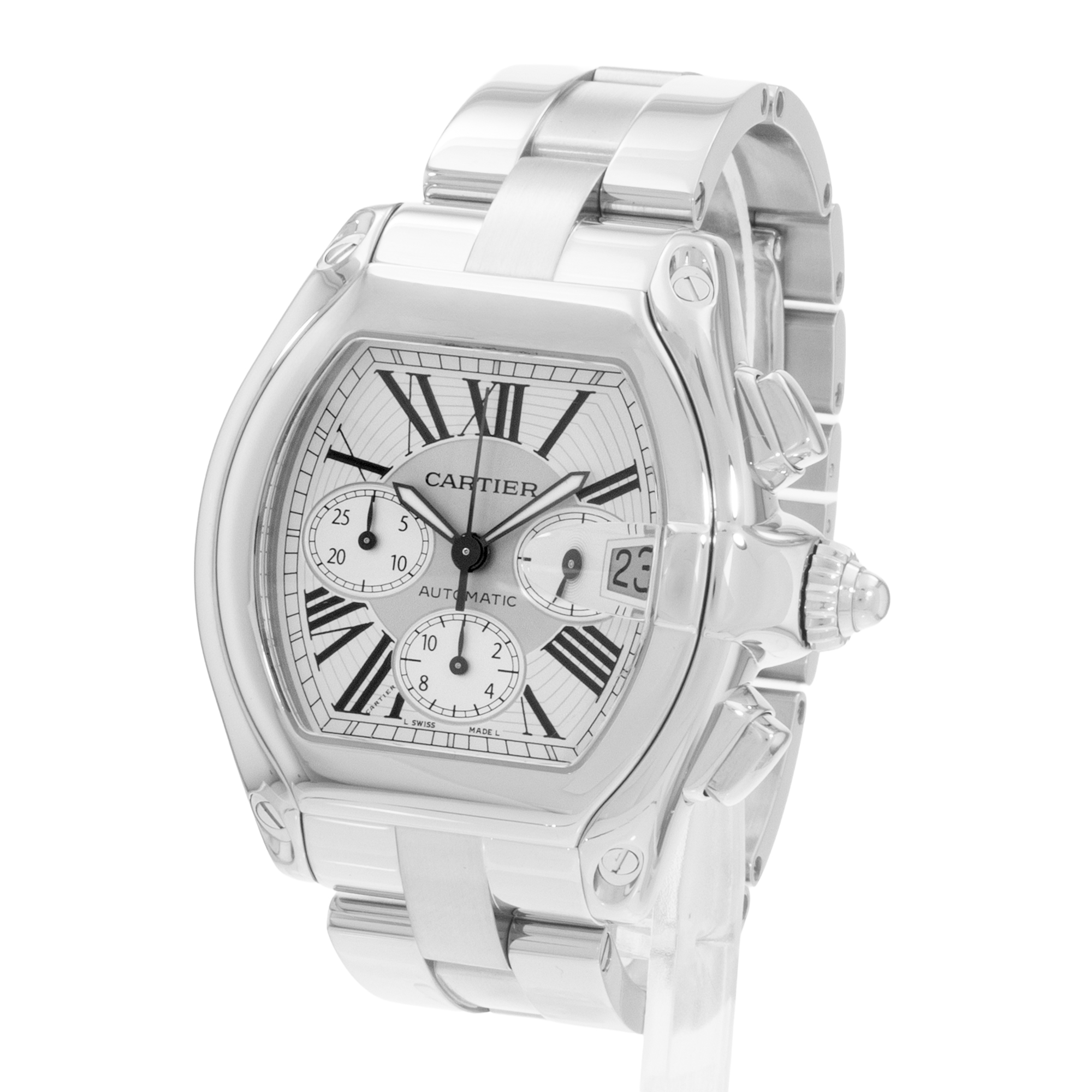 Cartier Roadster W62019X6 2618 43mm XL Silver Dial Steel Mens Mens Watch thumbnail 3