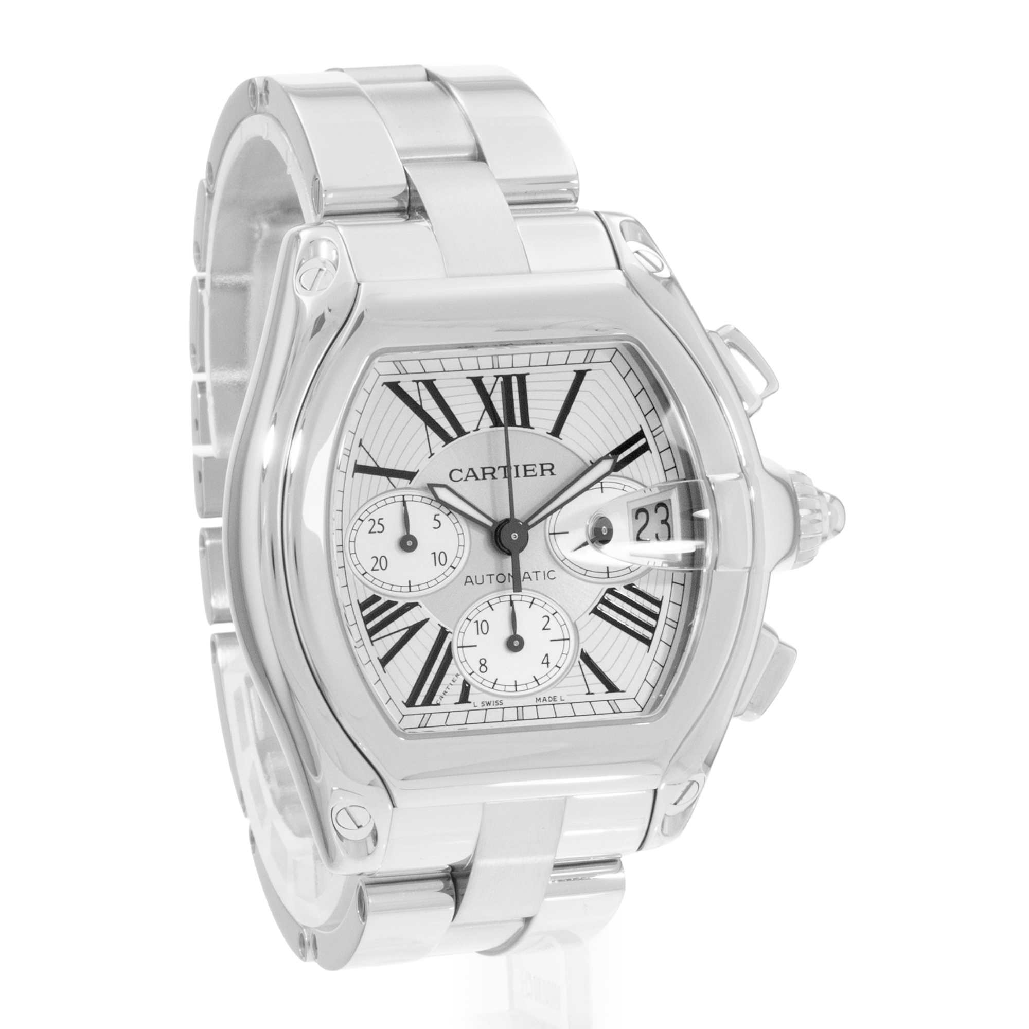 Cartier Roadster W62019X6 2618 43mm XL Silver Dial Steel Mens Mens Watch thumbnail 6