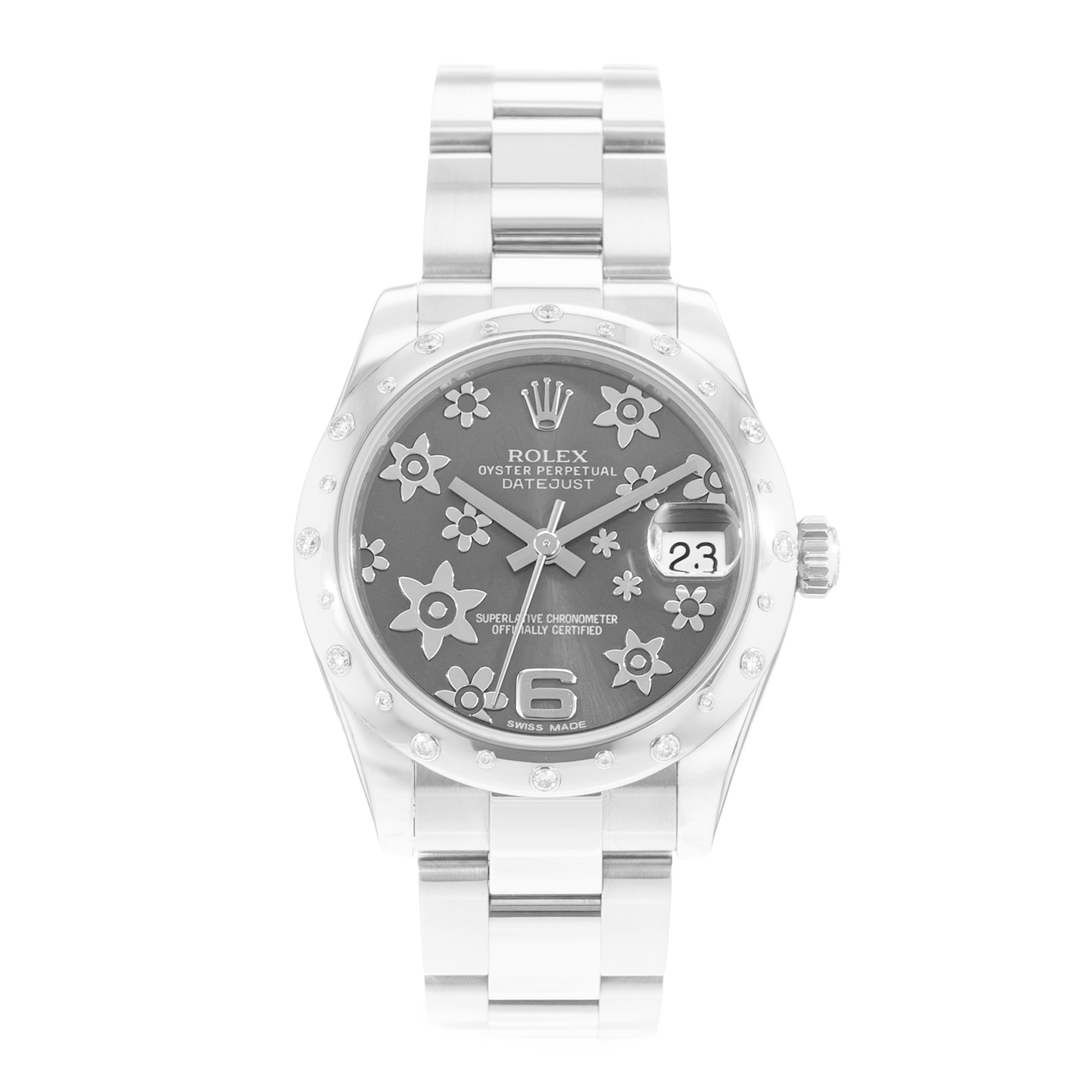 Rolex Datejust 31 178344 Silver Floral Steel Diamonds Ladies Watch Card thumbnail 2