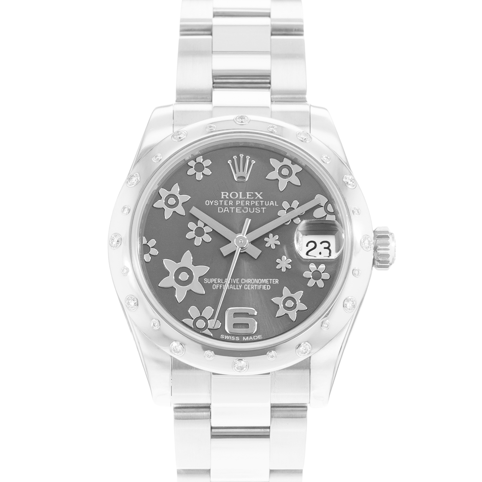 Rolex Datejust 31 178344 Silver Floral Steel Diamonds Ladies Watch Card thumbnail 1