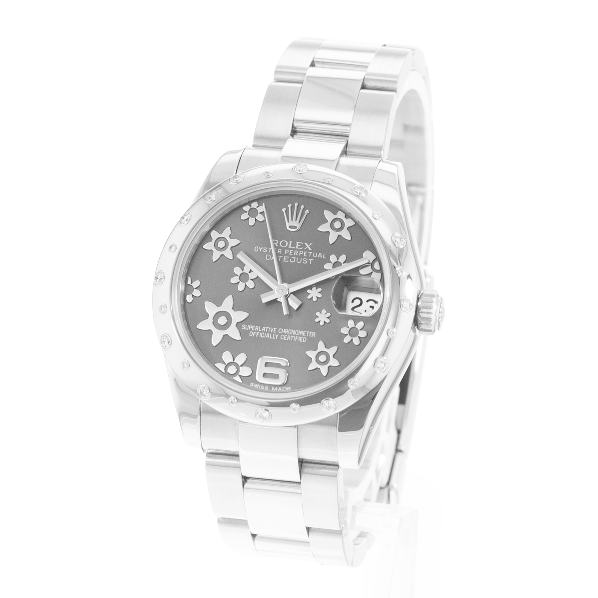 Rolex Datejust 31 178344 Silver Floral Steel Diamonds Ladies Watch Card thumbnail 4