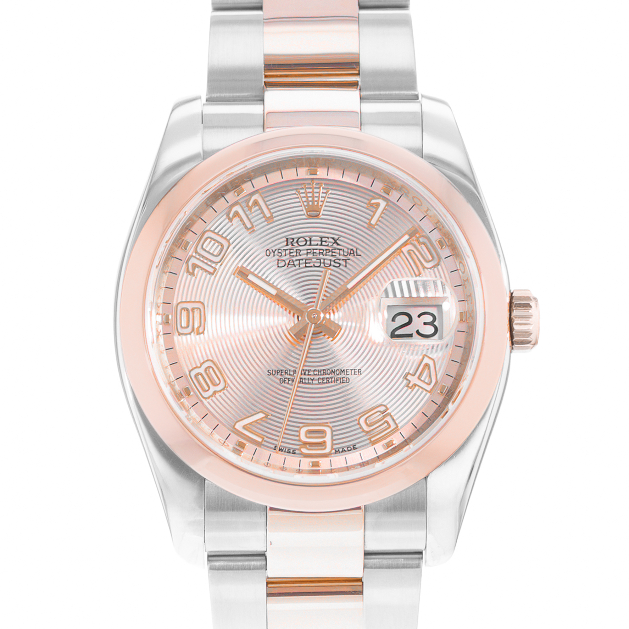 Rolex Datejust 36 116201 Pink Arabic Dial Steel Rose Gold Mens Watch Card thumbnail 1