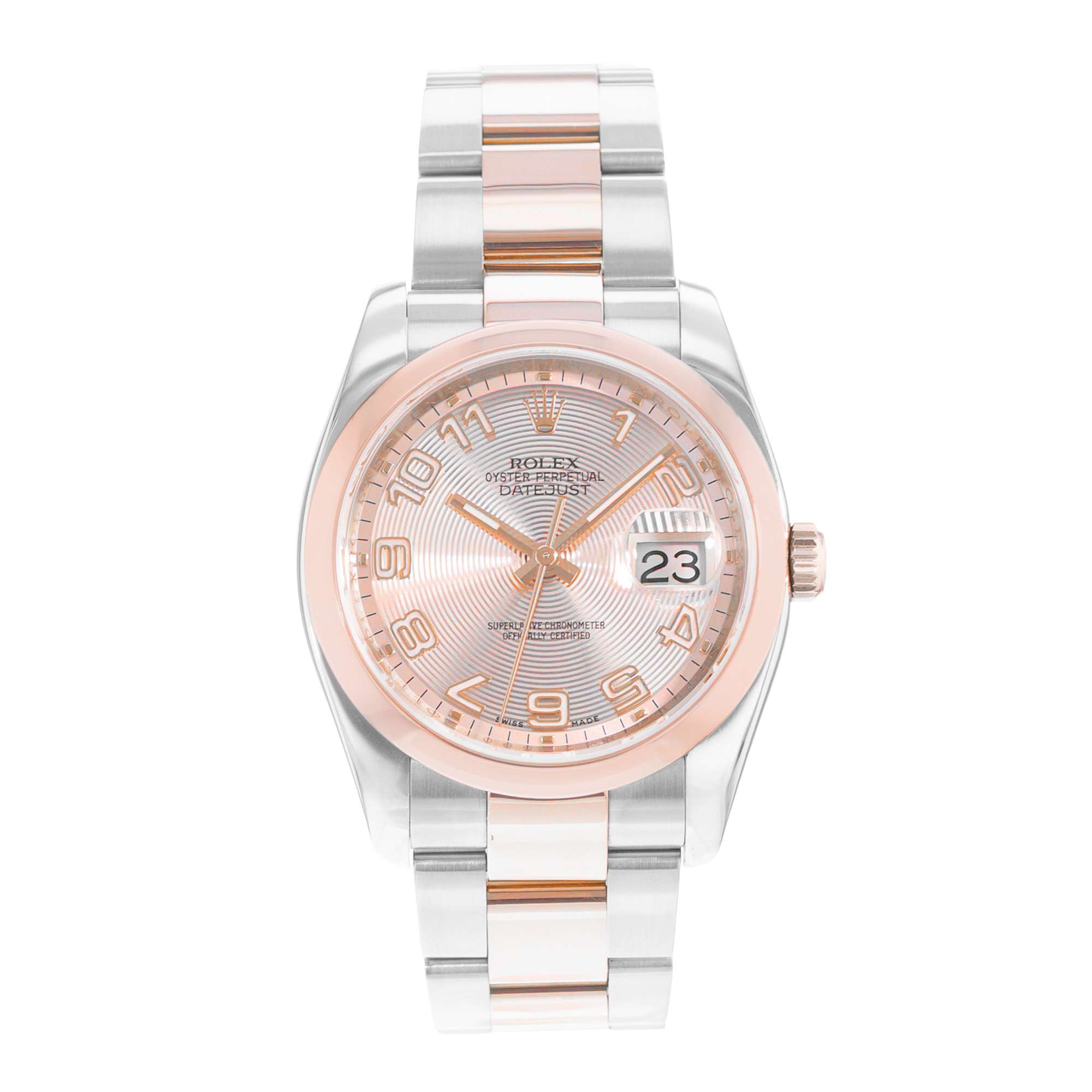 Rolex Datejust 36 116201 Pink Arabic Dial Steel Rose Gold Mens Watch Card thumbnail 2