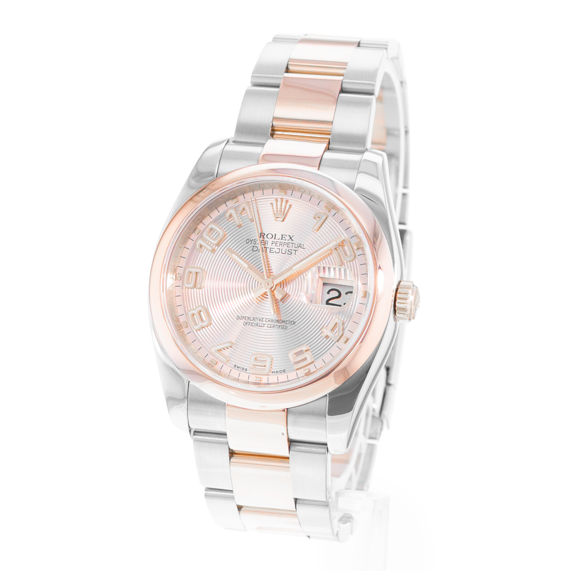 Rolex Datejust 36 116201 Pink Arabic Dial Steel Rose Gold Mens Watch Card thumbnail 4