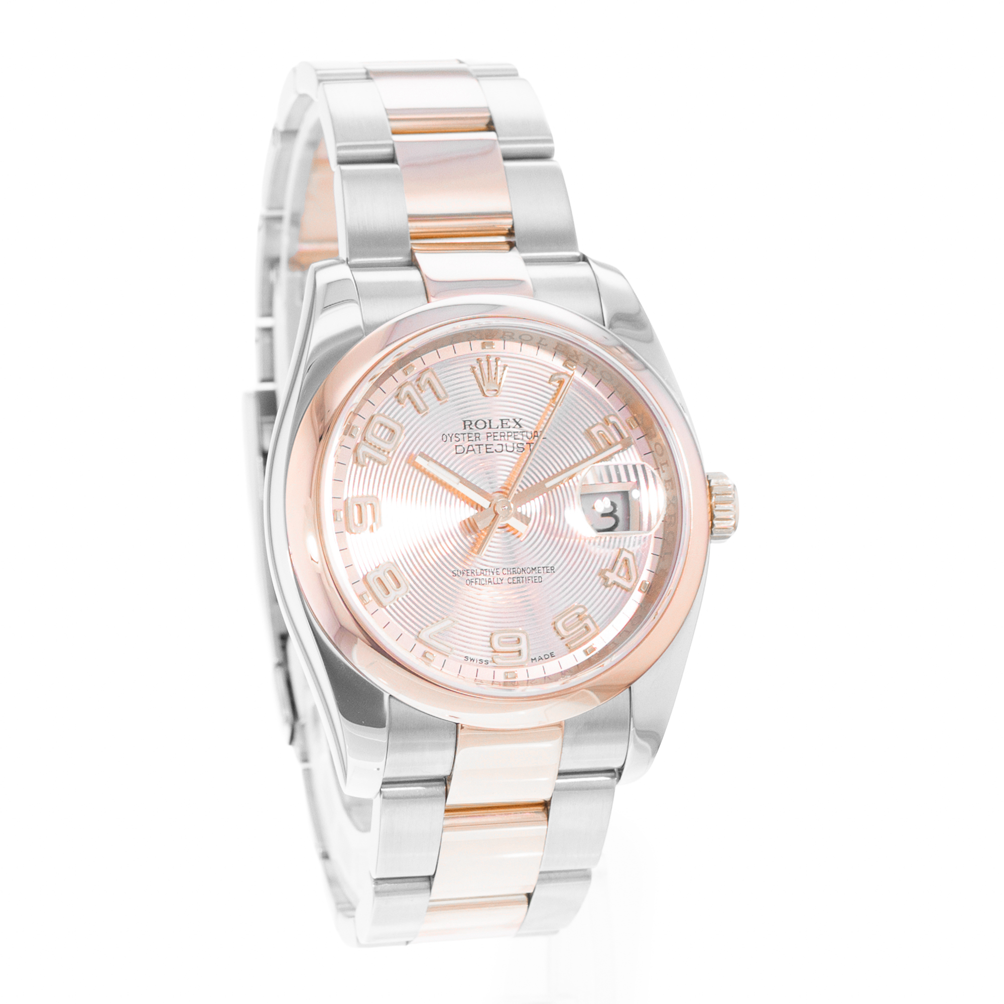 Rolex Datejust 36 116201 Pink Arabic Dial Steel Rose Gold Mens Watch Card thumbnail 7