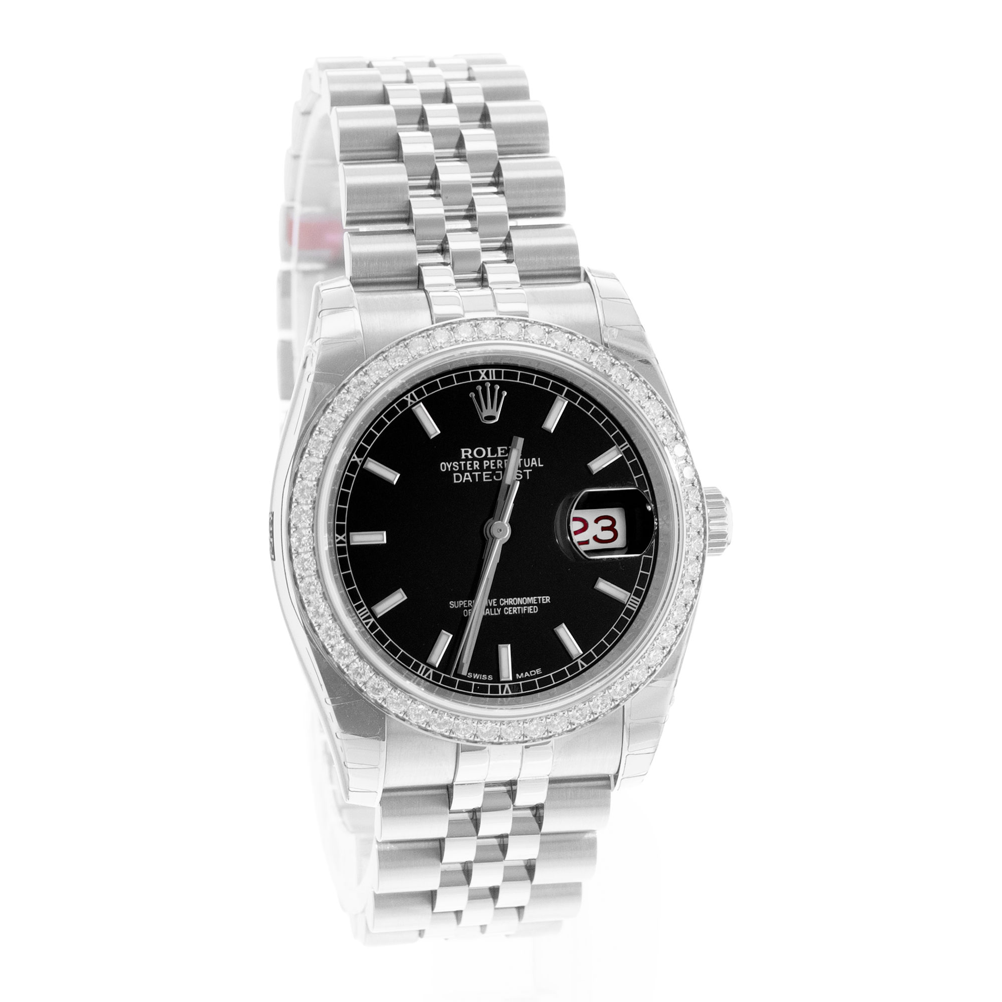 Rolex Datejust 36 116244 Black Dial Steel Diamonds Mens Watch Card thumbnail 7