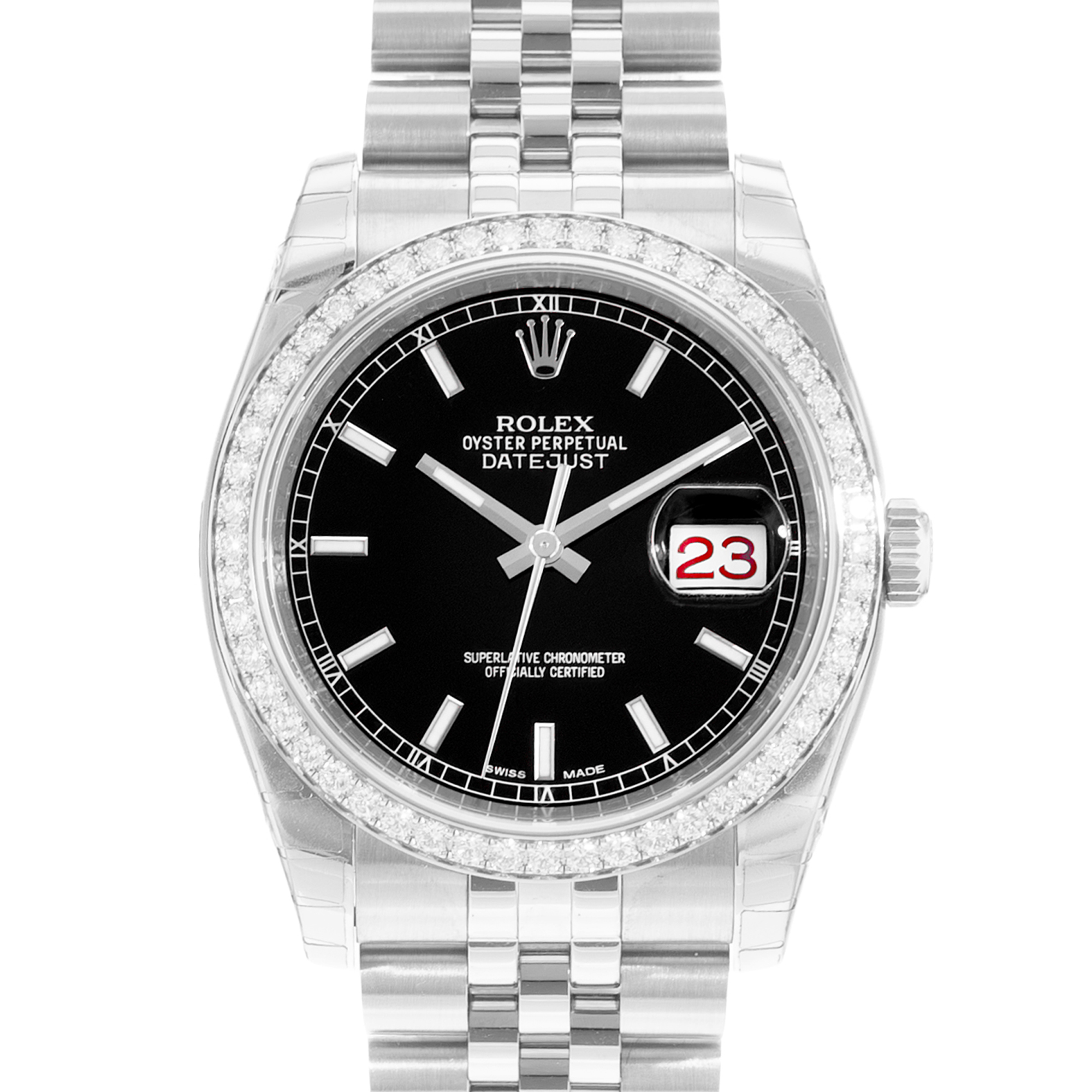 Rolex Datejust 36 116244 Black Dial Steel Diamonds Mens Watch Card thumbnail 1