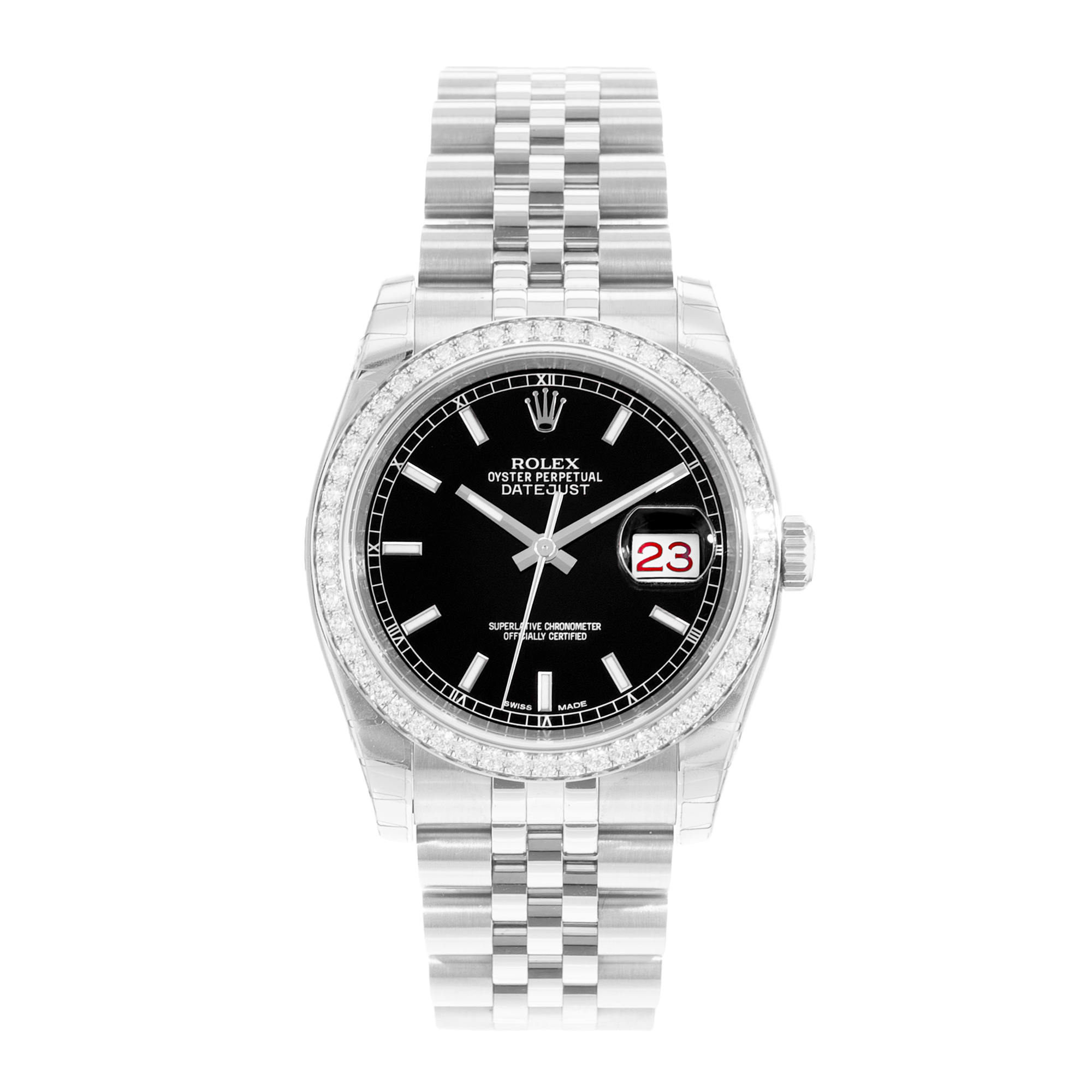 Rolex Datejust 36 116244 Black Dial Steel Diamonds Mens Watch Card thumbnail 2