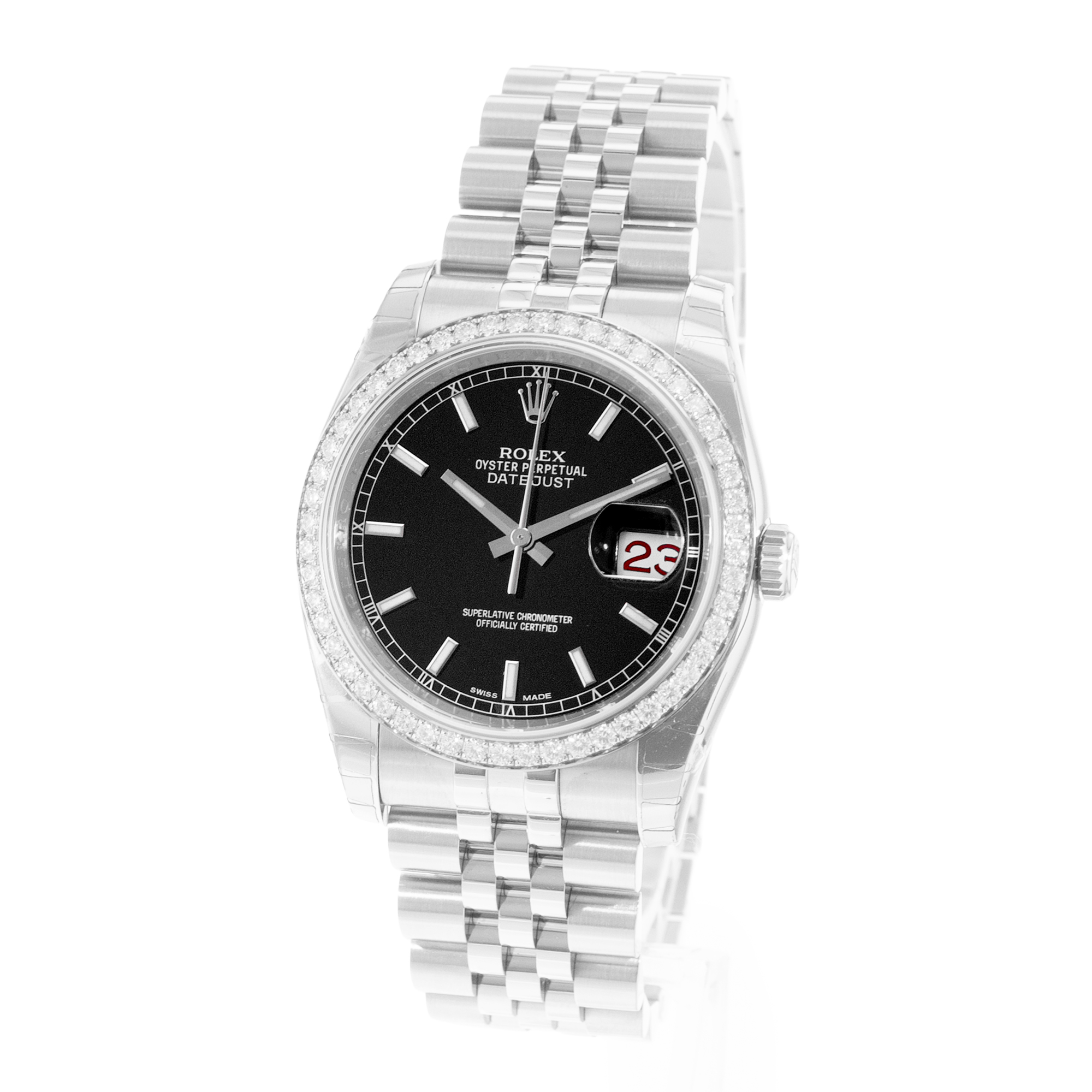 Rolex Datejust 36 116244 Black Dial Steel Diamonds Mens Watch Card thumbnail 4