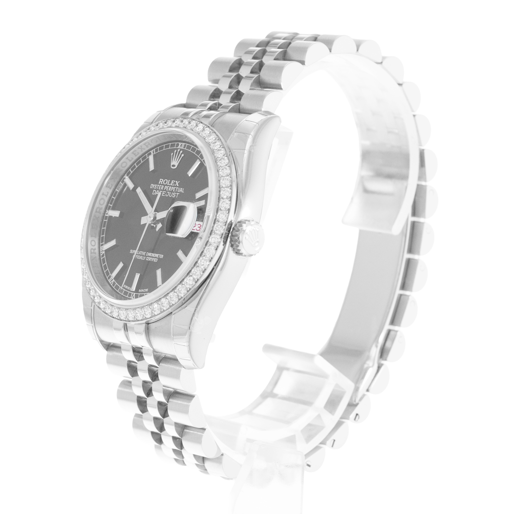 Rolex Datejust 36 116244 Black Dial Steel Diamonds Mens Watch Card thumbnail 5