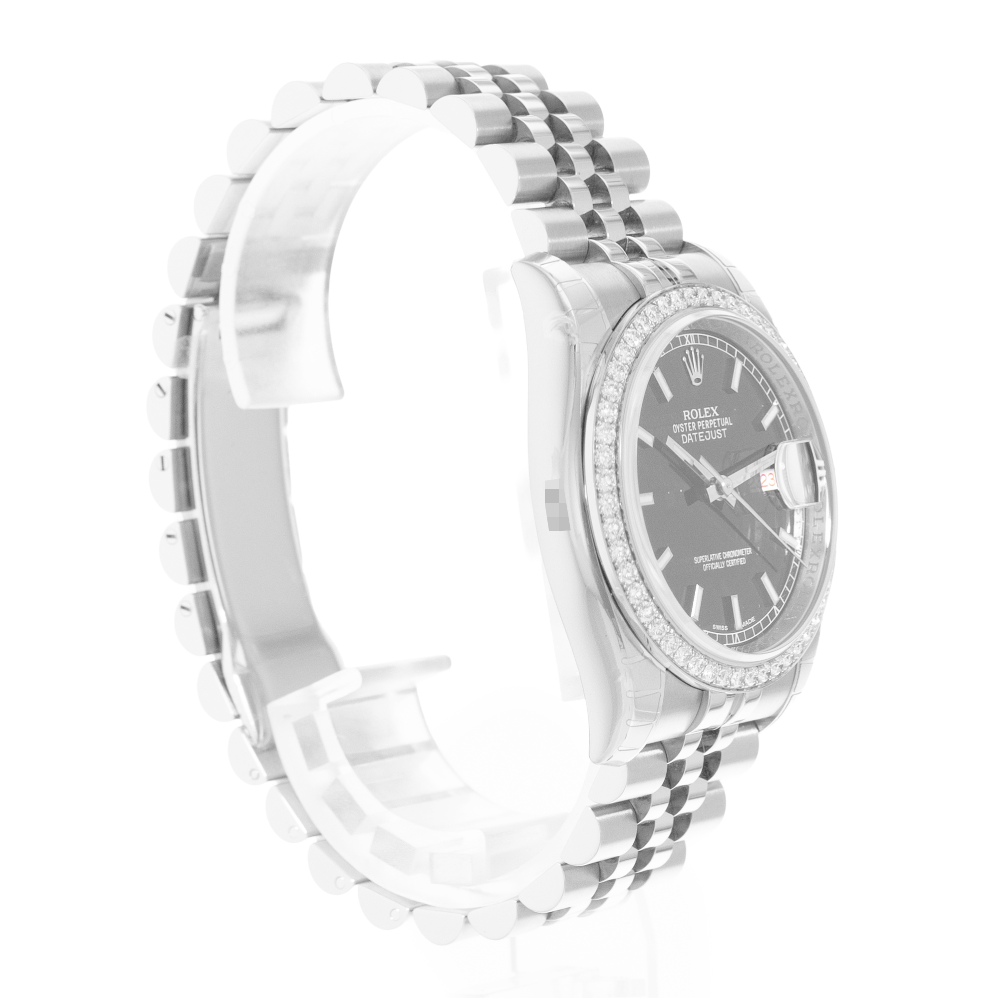 Rolex Datejust 36 116244 Black Dial Steel Diamonds Mens Watch Card thumbnail 6