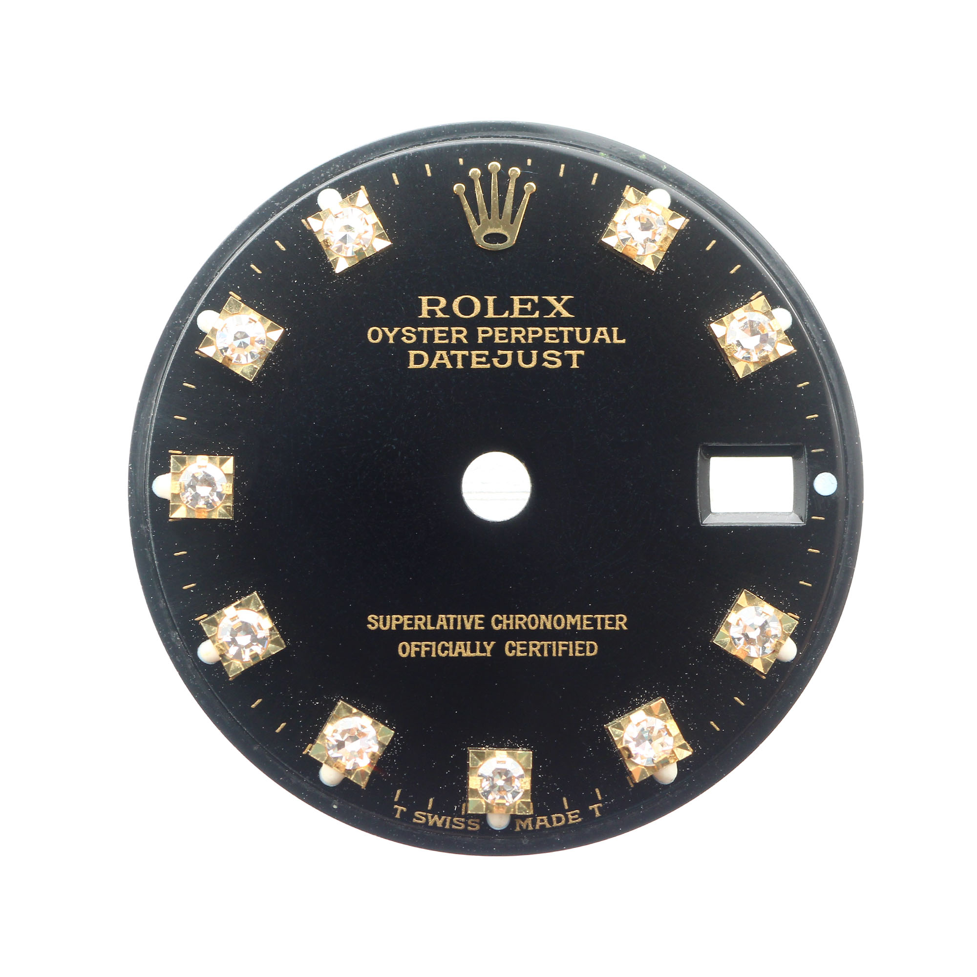 Black dial 10 factory diamonds for Rolex Datejust 26 or 29mm Black thumbnail 1
