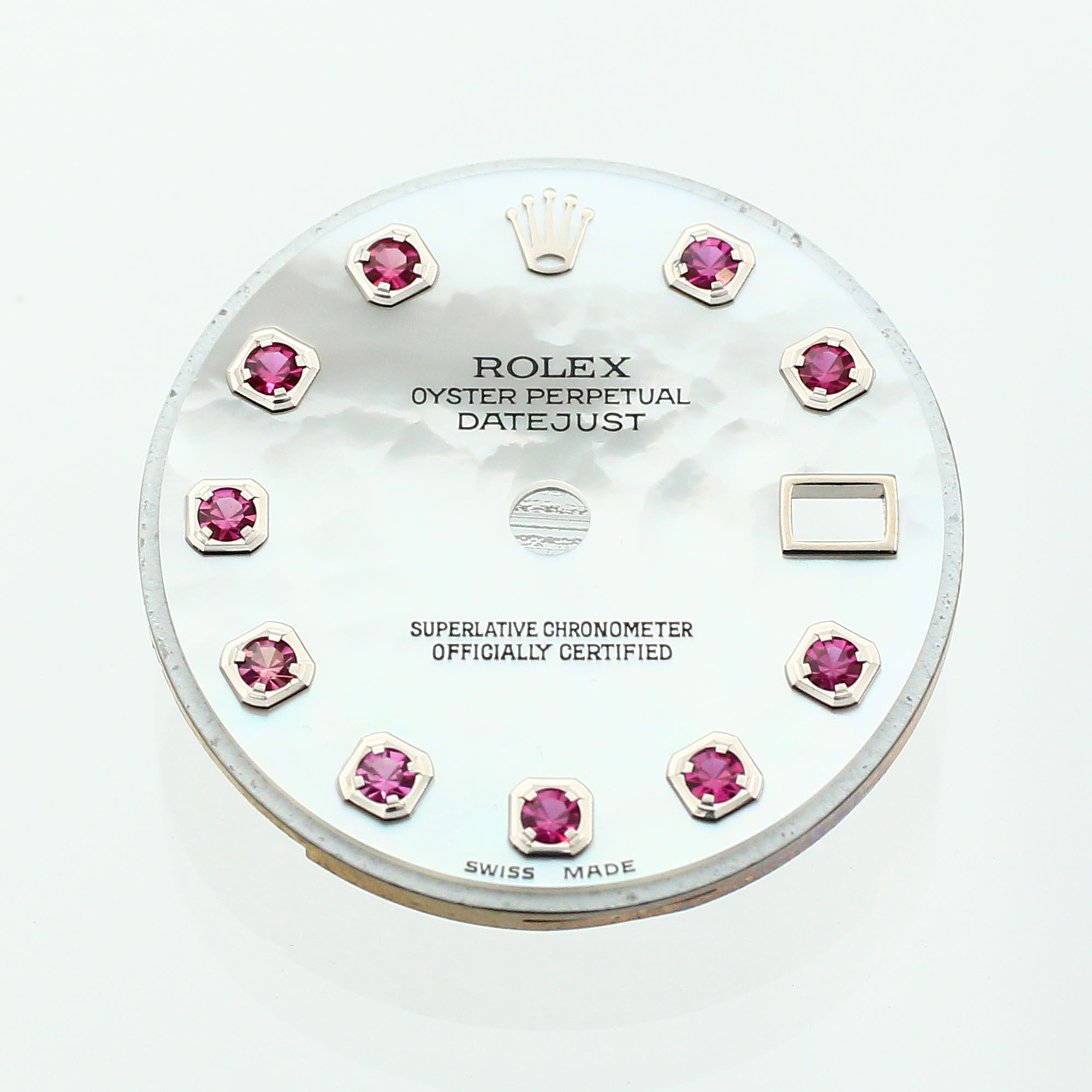 White mother of pearl MOP dial 10 factory rubies for Rolex Datejust 26 or 29mm Mother of pearl thumbnail 1