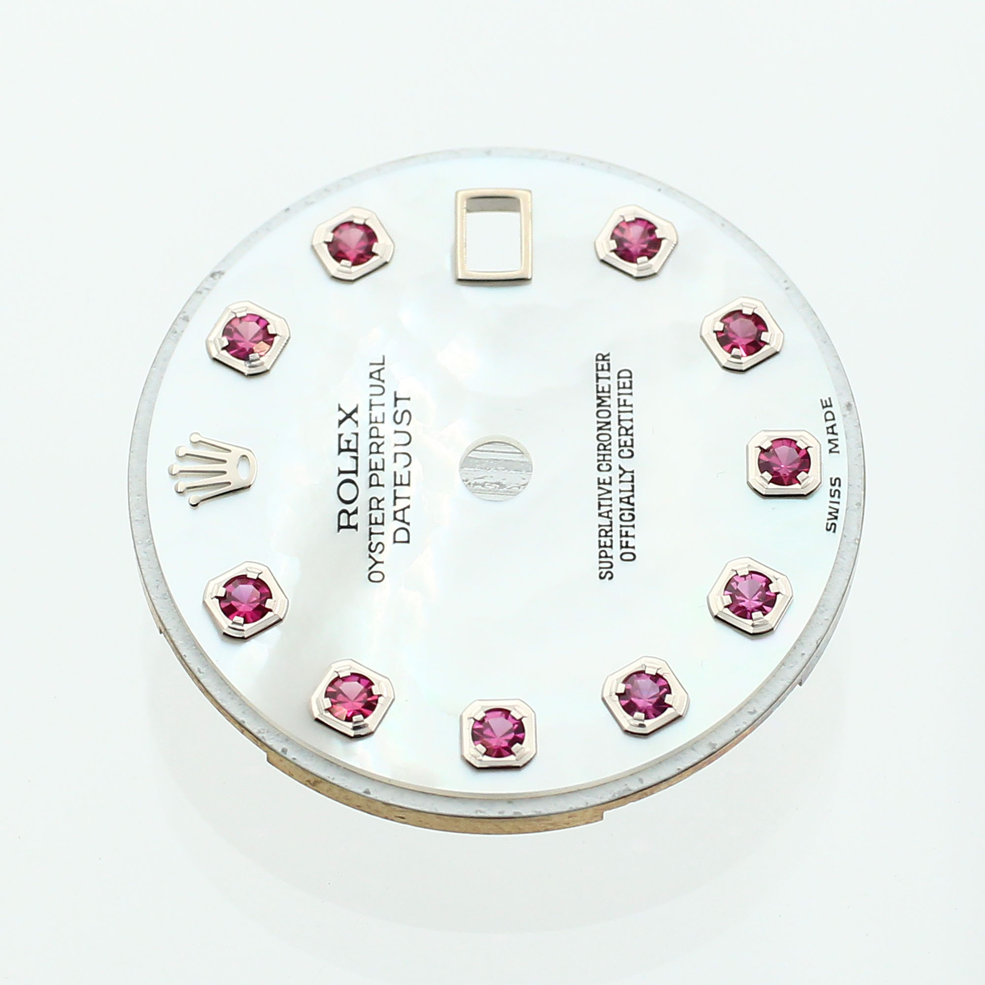 White mother of pearl MOP dial 10 factory rubies for Rolex Datejust 26 or 29mm Mother of pearl thumbnail 2